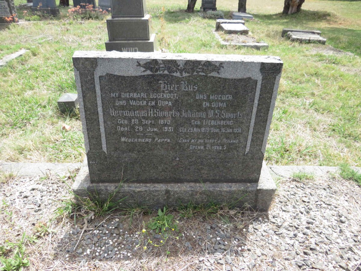 SWARTS Hermanus H. 1873-1951 & Johanna W.S. LIEBENBERG 1879-1958