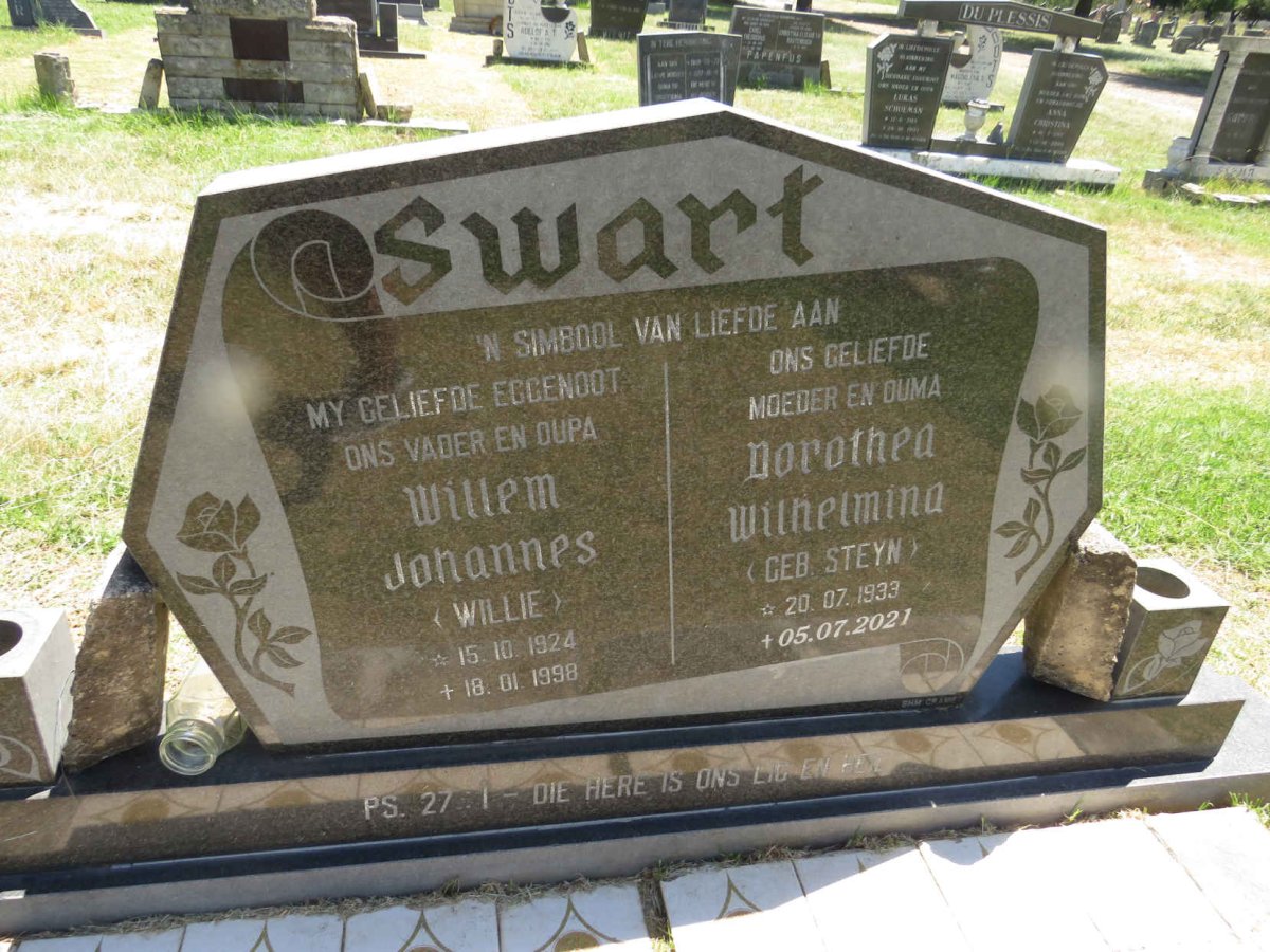 SWART Willem Johannes 1924-1998 & Dorothea Wilhelmina STEYN 1933-2021