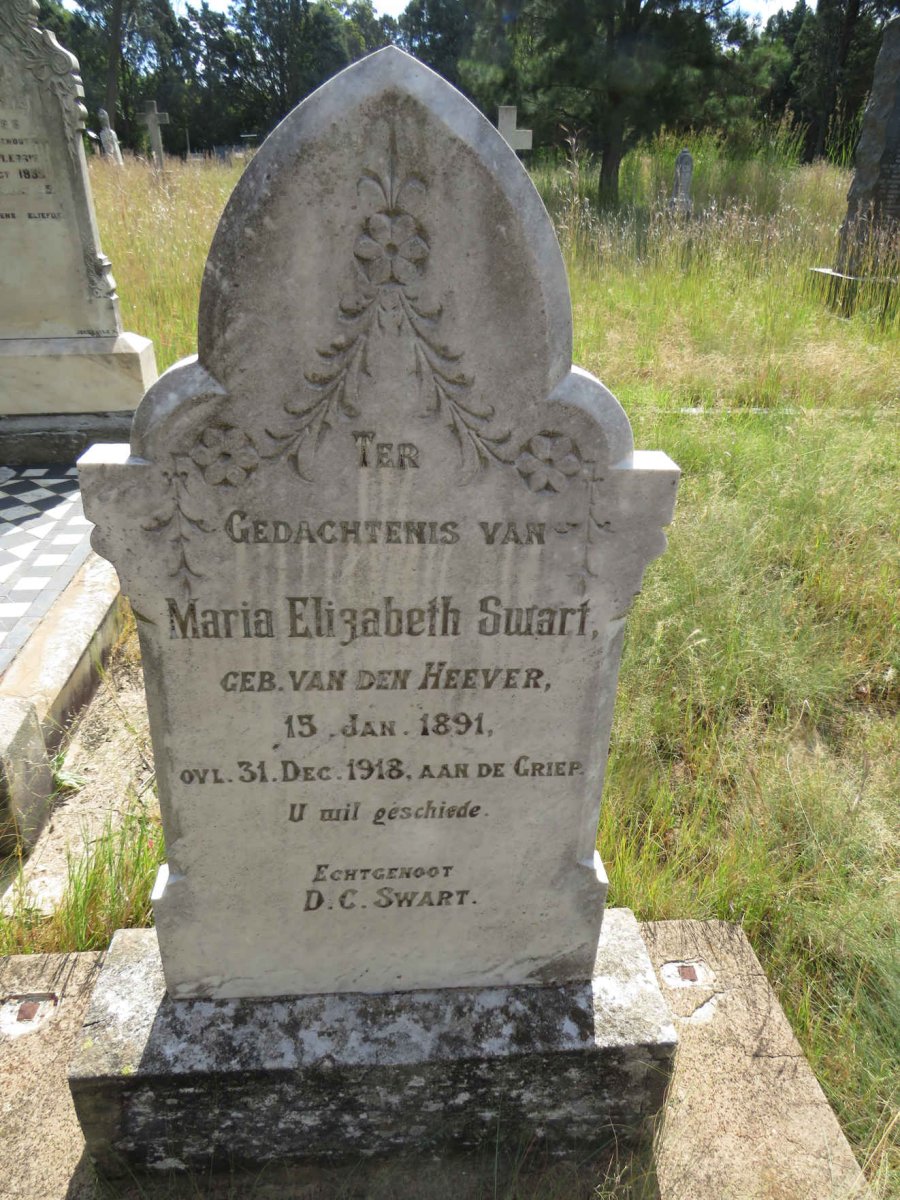 SWART Maria Elizabeth nee VAN DEN HEEVER 1891-1918