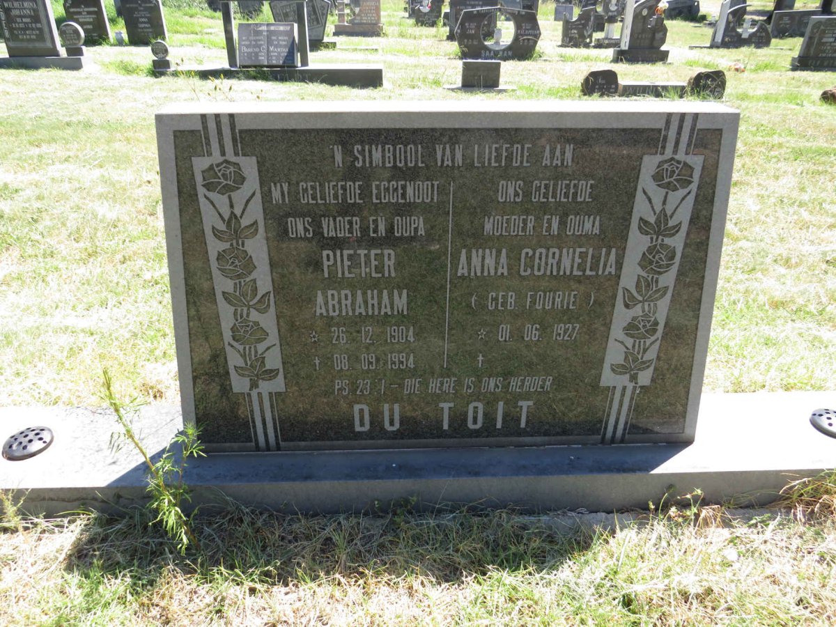 TOIT Pieter Abraham, du 1904-1994 & Anna Cornelia FOURIE 1927-