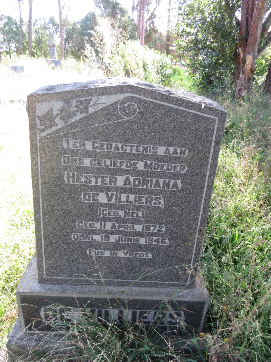 VILLIERS Hester Adriana, de nee NEL 1872-1946