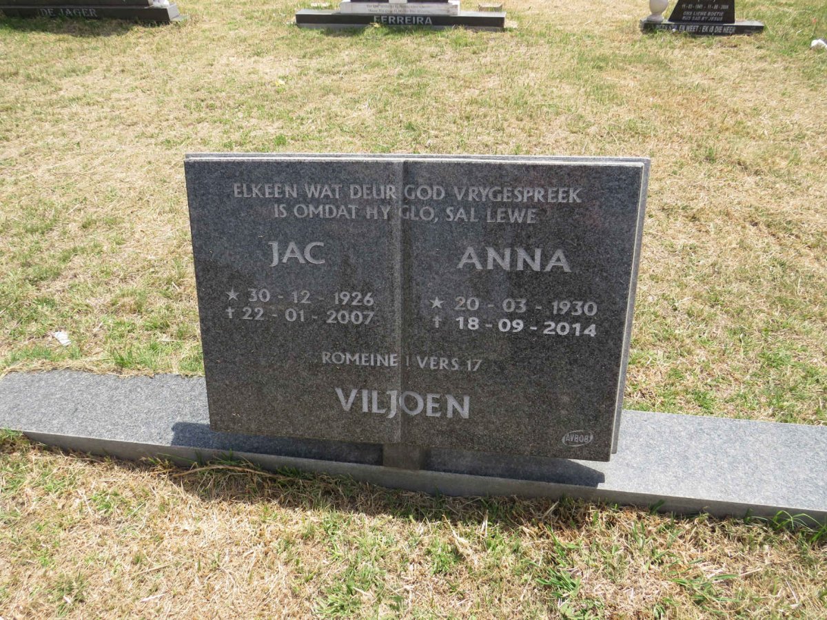 VILJOEN Jac 1926-2007 & Anna 1930-2014