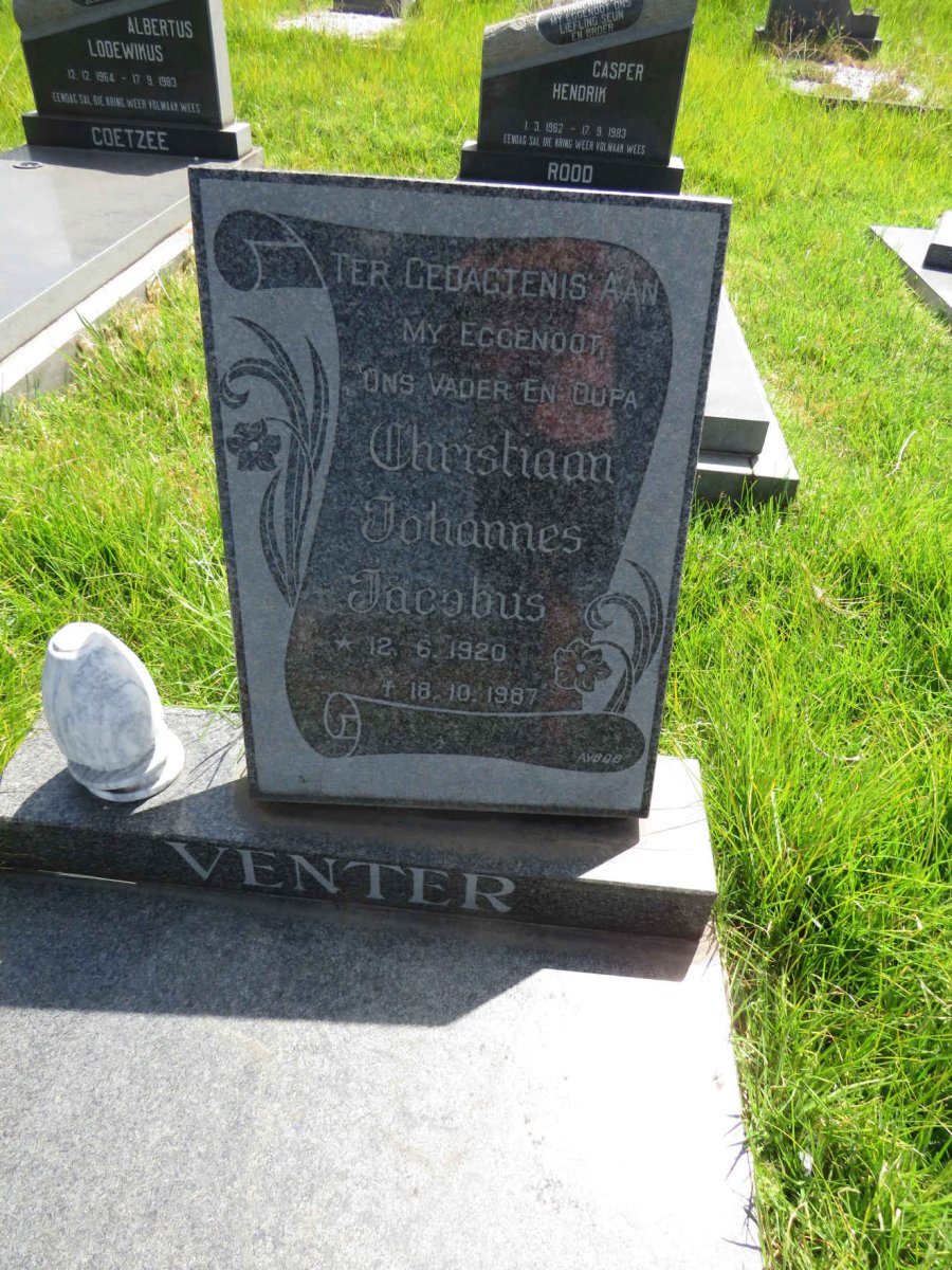 VENTER Christiaan Johannes Jacobus 1920-1987