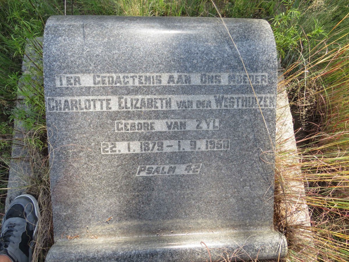 WESTHUIZEN Charlotte Elizabeth, van der nee VAN ZYL 1879-1950