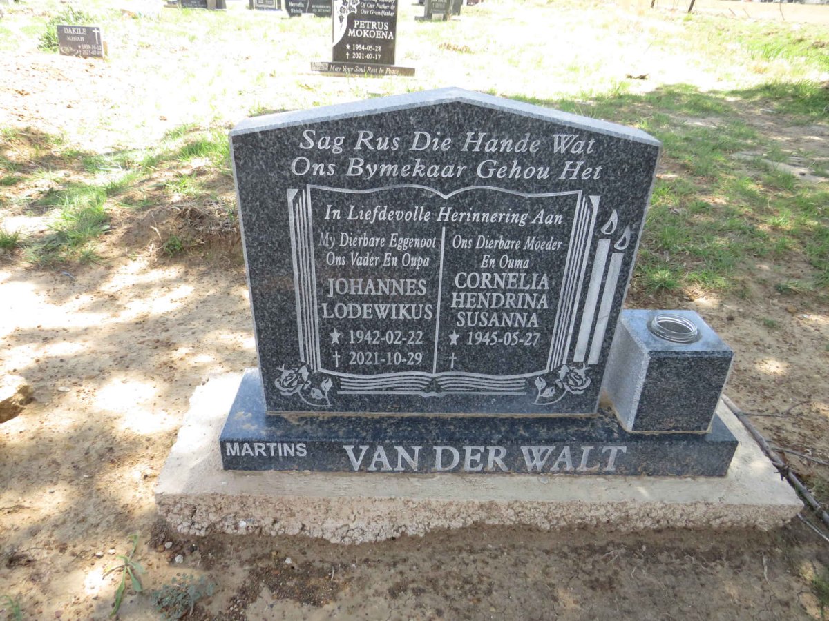 WALT Johannes Lodewikus, van der 1942-2021 & Cornelia Hendrina Susanna 1945-
