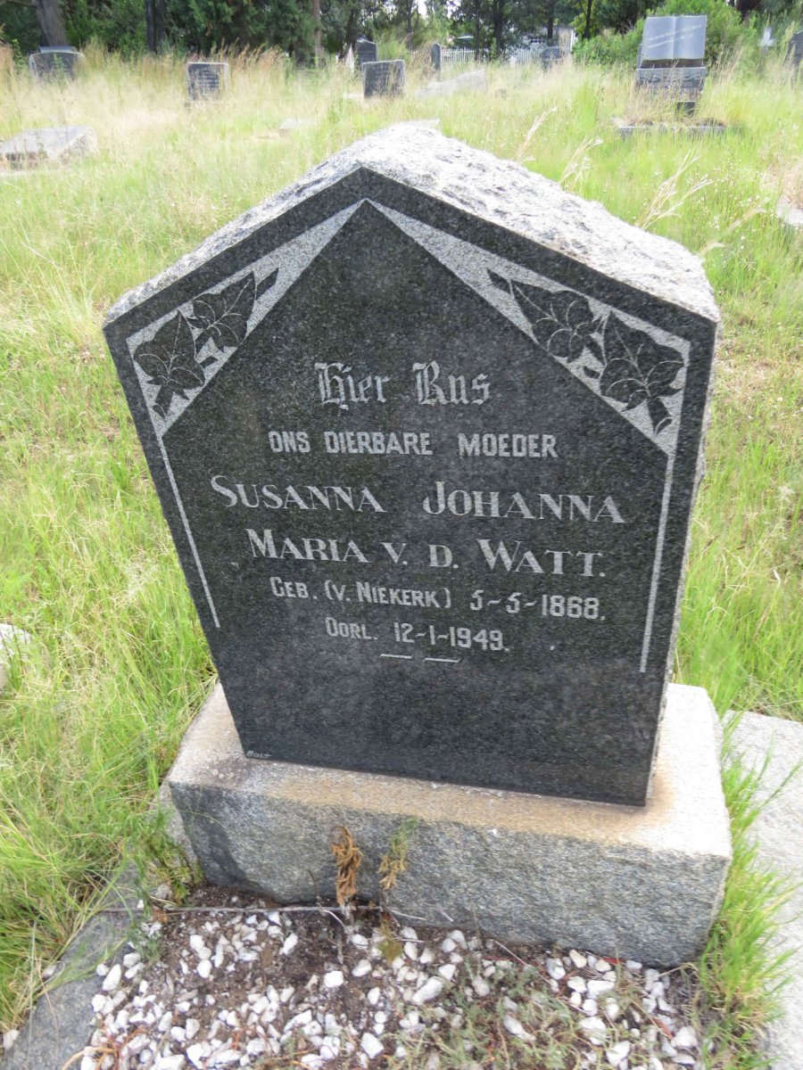 WATT Susanna Johanna Maria, v.d. nee V. NIEKERK 1868-1949