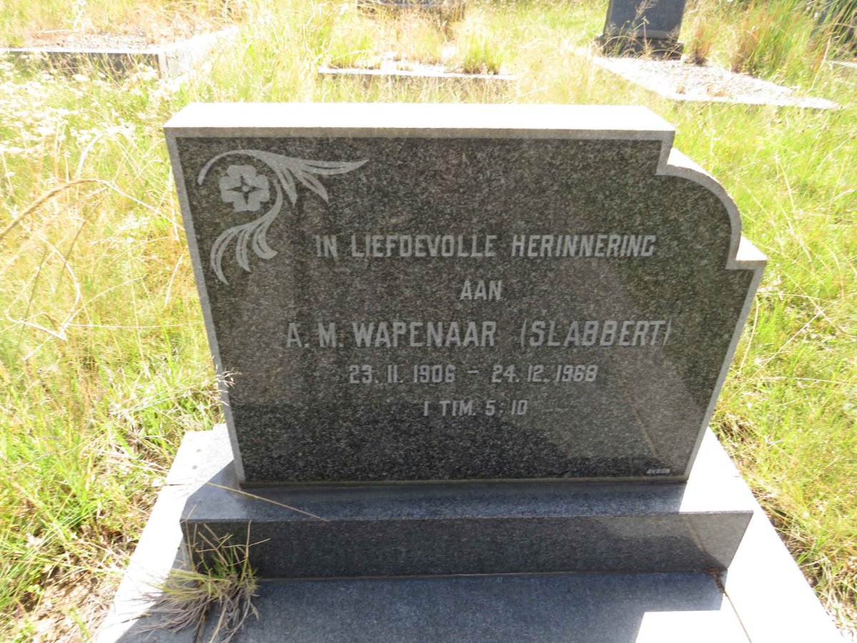 WAPENAAR A.M. nee SLABBERT 1906-1968