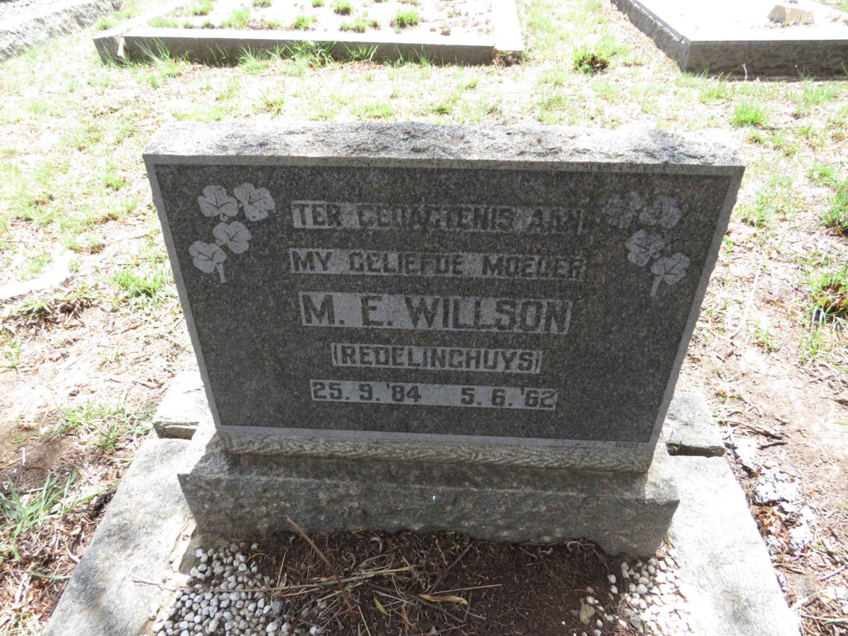 WILLSON M.E. nee REDELINGHUYS 1884-1962