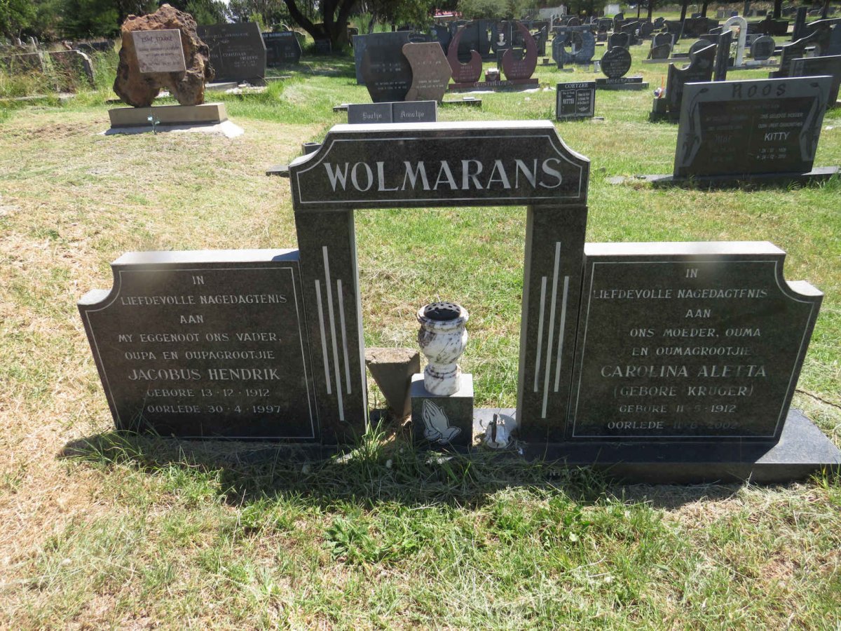 WOLMARANS Jacobus Hendrik 1912-1997 & Carolina Aletta KRUGER 1912-2002