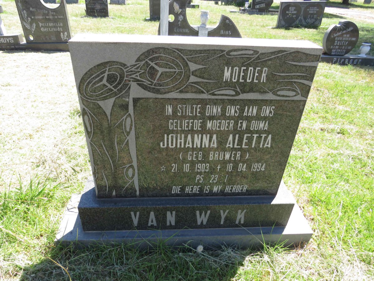 WYK Johanna Aletta, van nee BRUWER 1903-1994