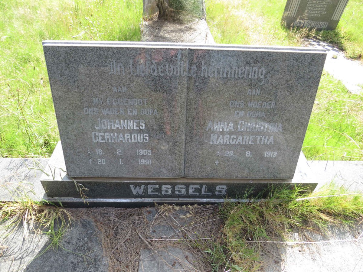 WESSELS Johannes Gerhardus 1909-1991 & Anna Christina Margaretha 1913-