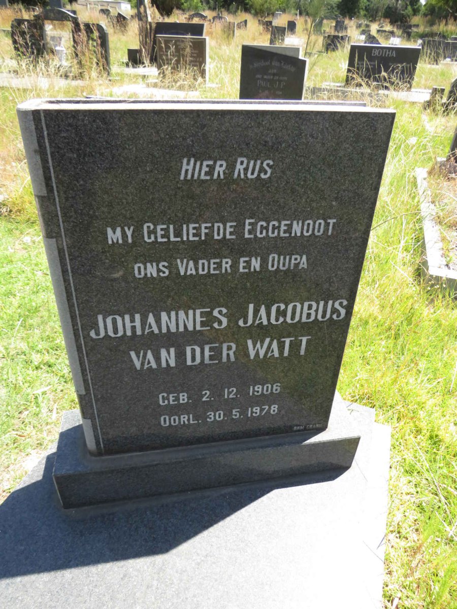 WATT Johannes Jacobus, van der 1906-1978