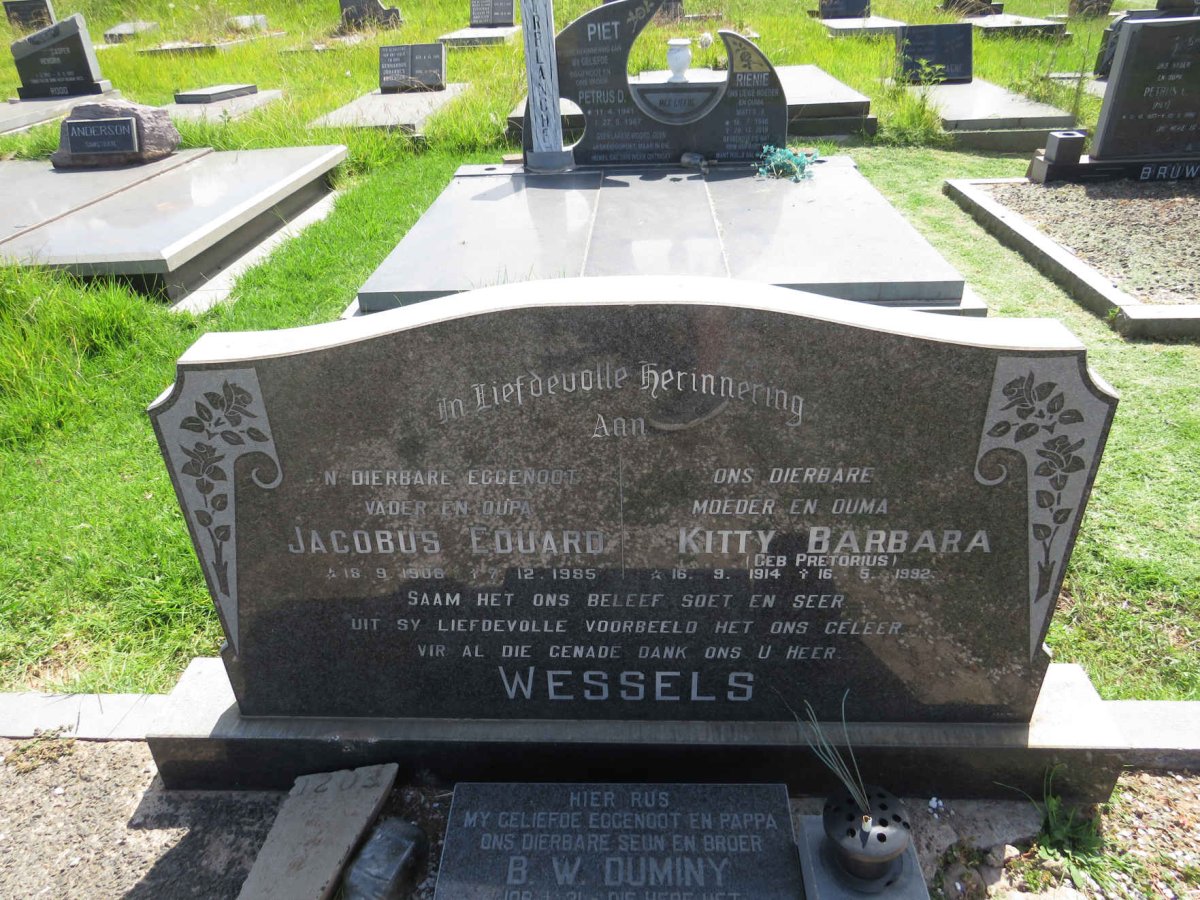 WESSELS Jacobus Eduard 1906-1985 & Kitty Barbara PRETORIUS 1914-1992 :: DUMINY B.W. 1966-2000 _1