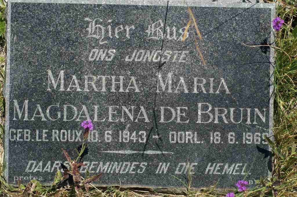 BRUIN Martha Maria Magdalena, de nee LE ROUX 1943-1969