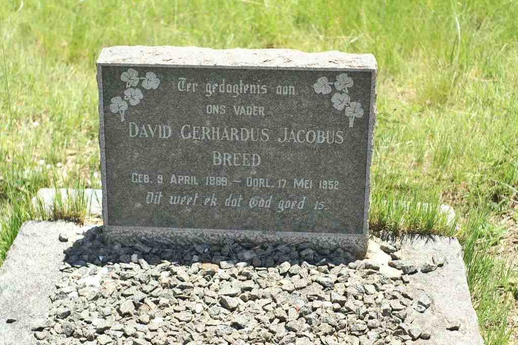 BREED David Gerhardus Jacobus 1889-1952