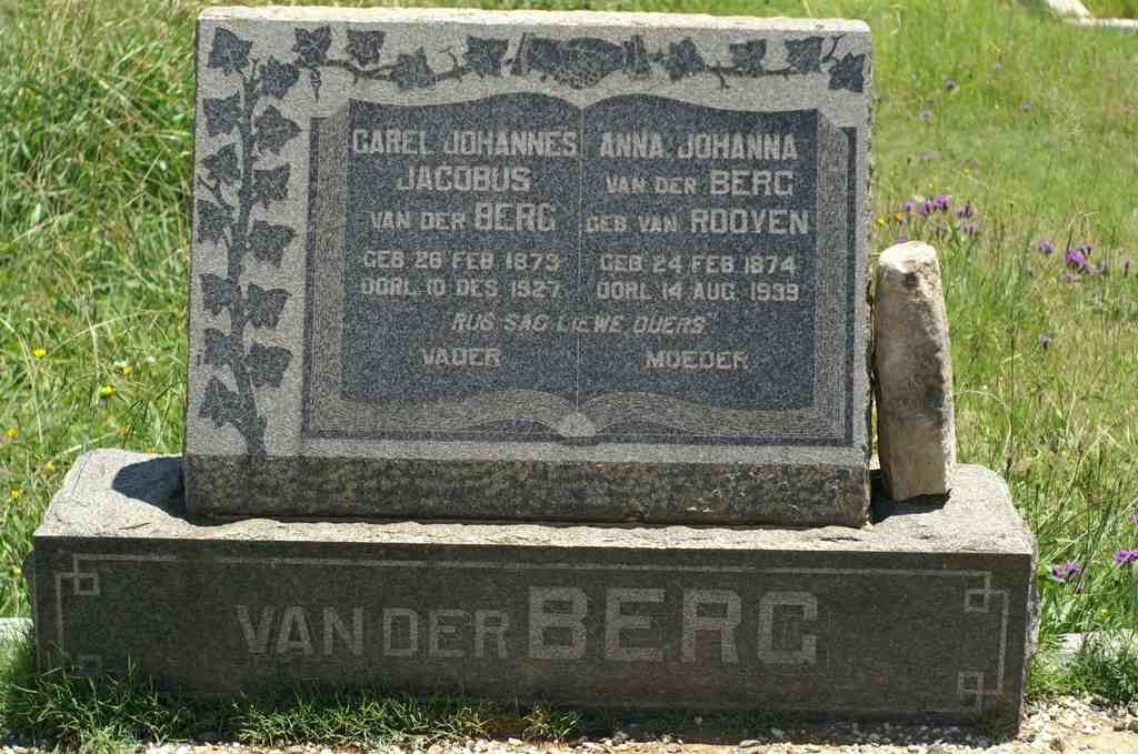 BERG Carel Johannes Jacobus, van der 1873-1927 &amp; Anna Johanna VAN ROOYEN 1874-1939