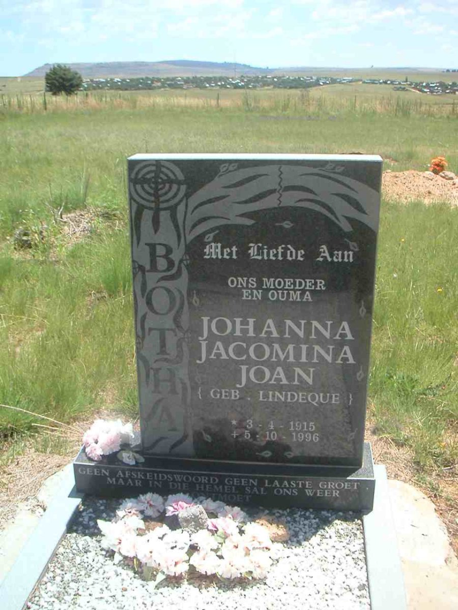 BOTHA Johanna Jacomina nee LINDEQUE 1915-1996