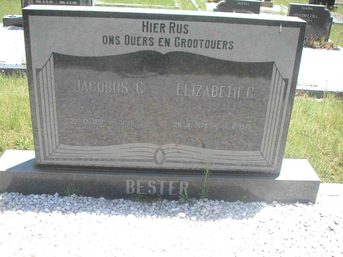 BESTER Jacobus C. 1891-1980  &amp; Elizabeth C. 1878-1975