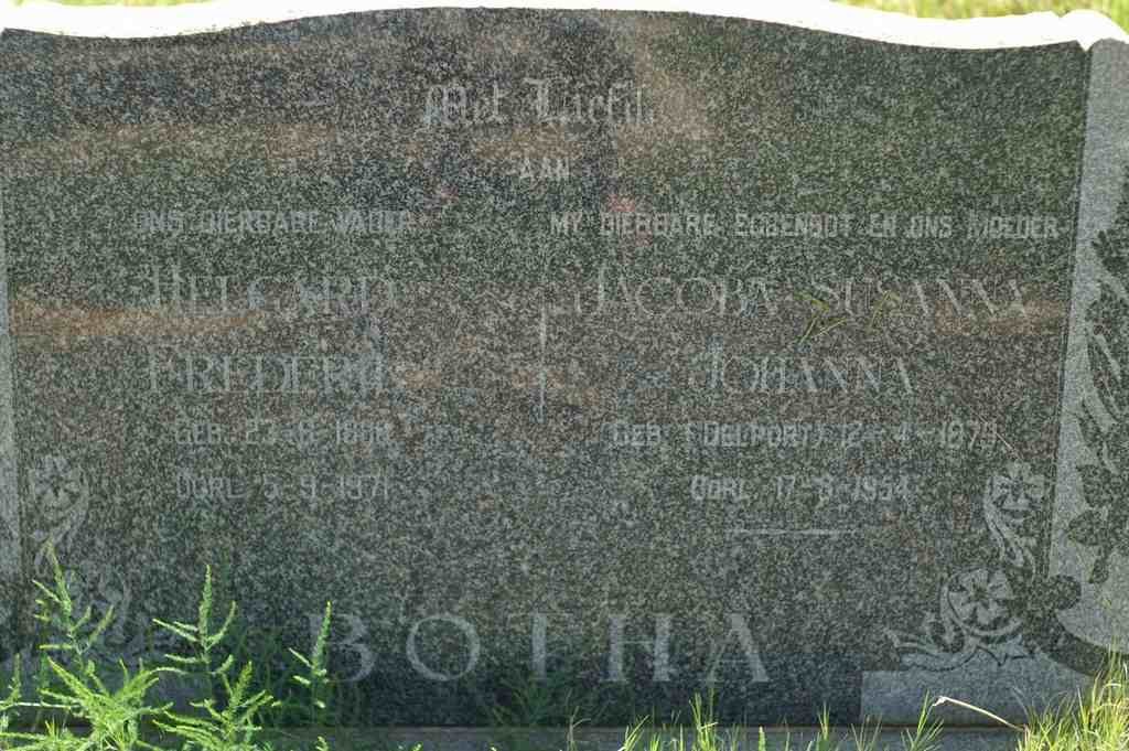 BOTHA Helgard Frederik 1888-1971 &amp; Jacoba Susanna Johanna DELPORT 1879-1954