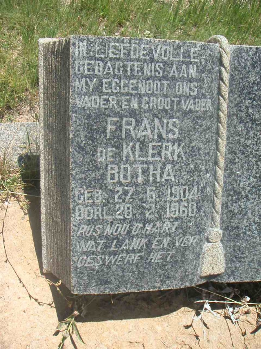 BOTHA Frans De Klerk 1904-1960