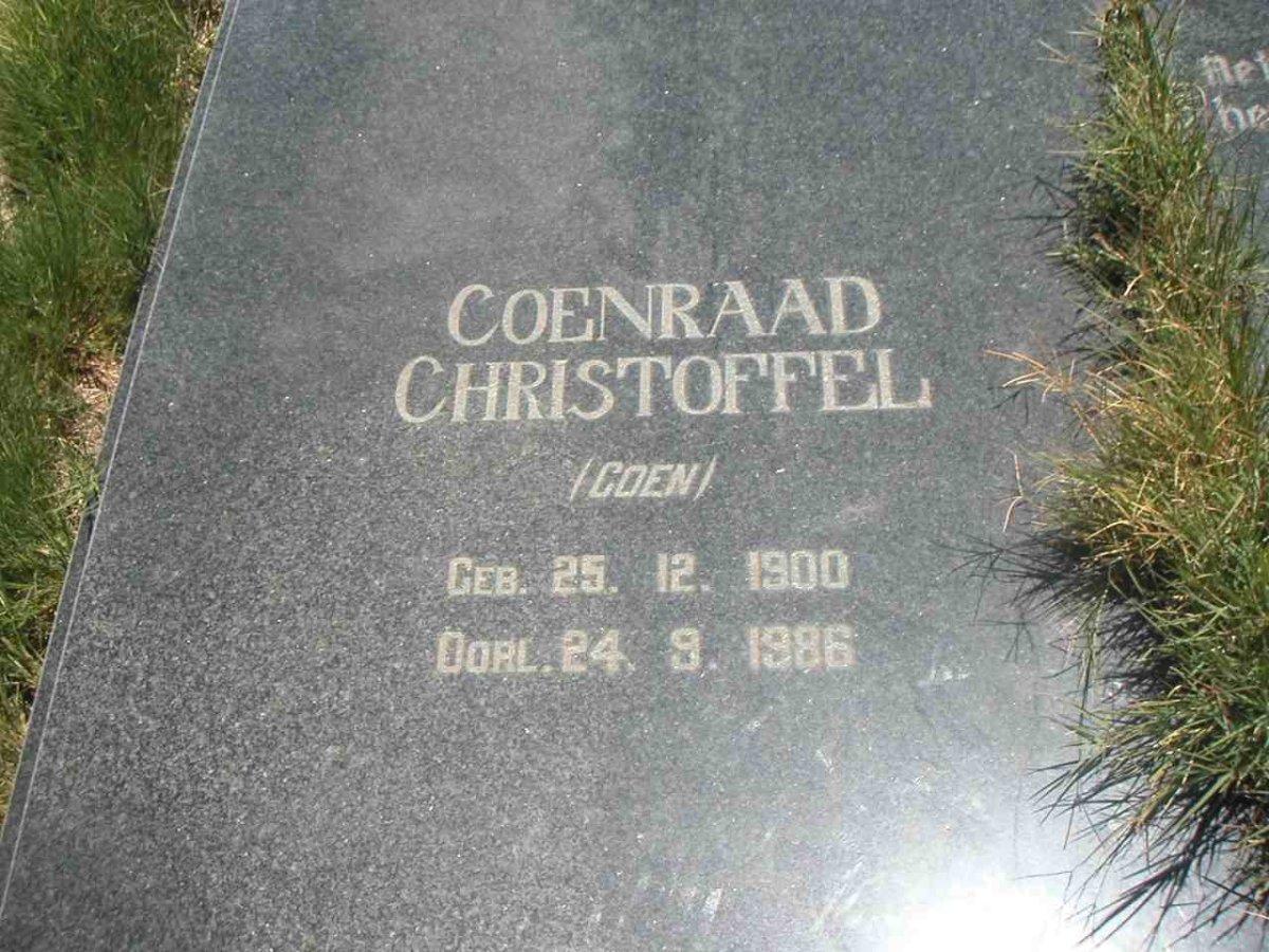 COETZER Coenraad Christoffel 1900-1986 &amp; Margaretha Elizabeth VAN DEVENTER 1913-1986