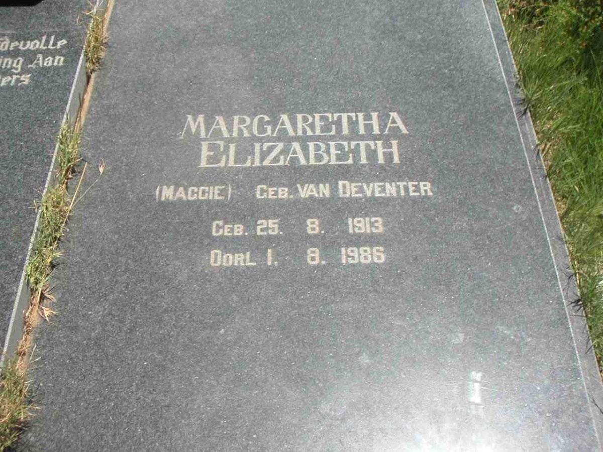 COETZER Coenraad Christoffel 1900-1986 &amp; Margaretha Elizabeth VAN DEVENTER 1913-1986