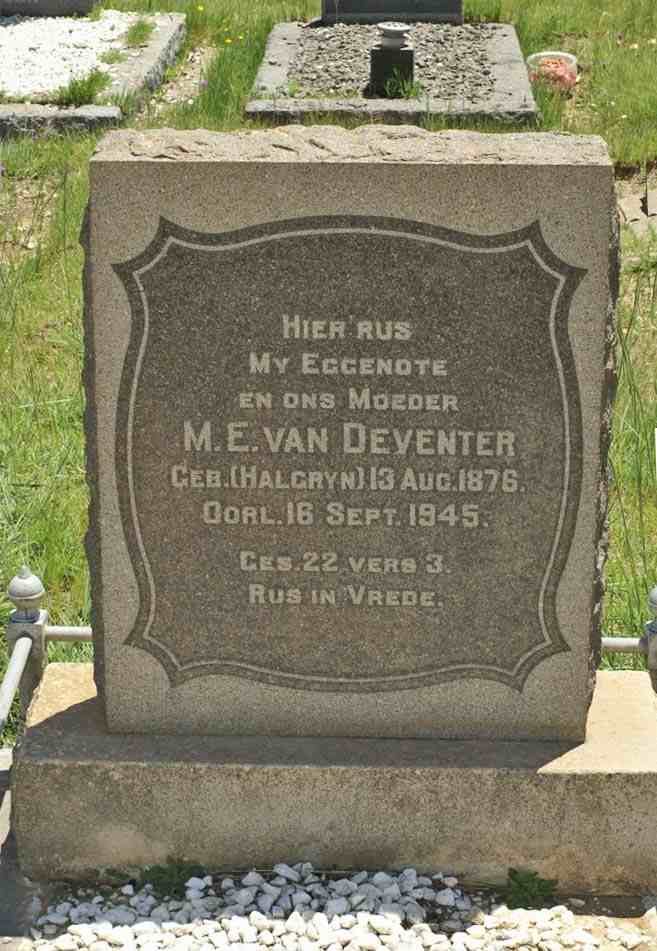 DEVENTER M.E., van nee HALGRYN 1876-1945