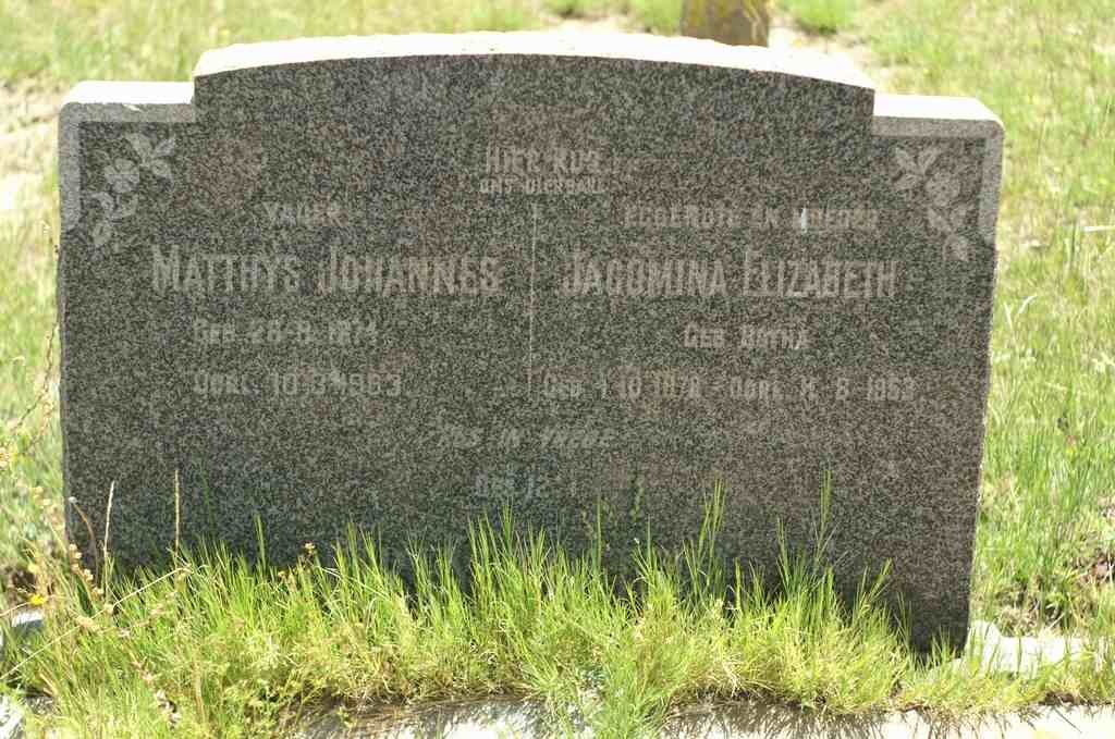 GREYVENSTEIN Matthys Johannes 1874-1963 &amp; Jacomina Elizabeth BOTHA 1878-1953