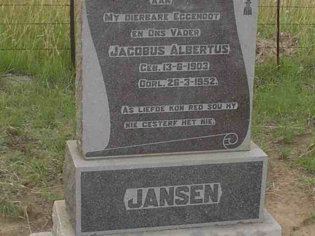 JANSEN Jacobus Albertus 1903-1952