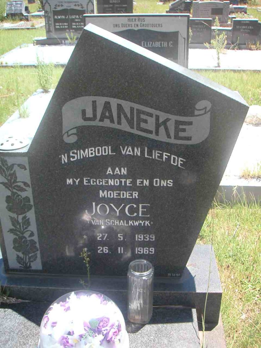 JANEKE Joyce nee VAN SCHALKWYK 1939-1969