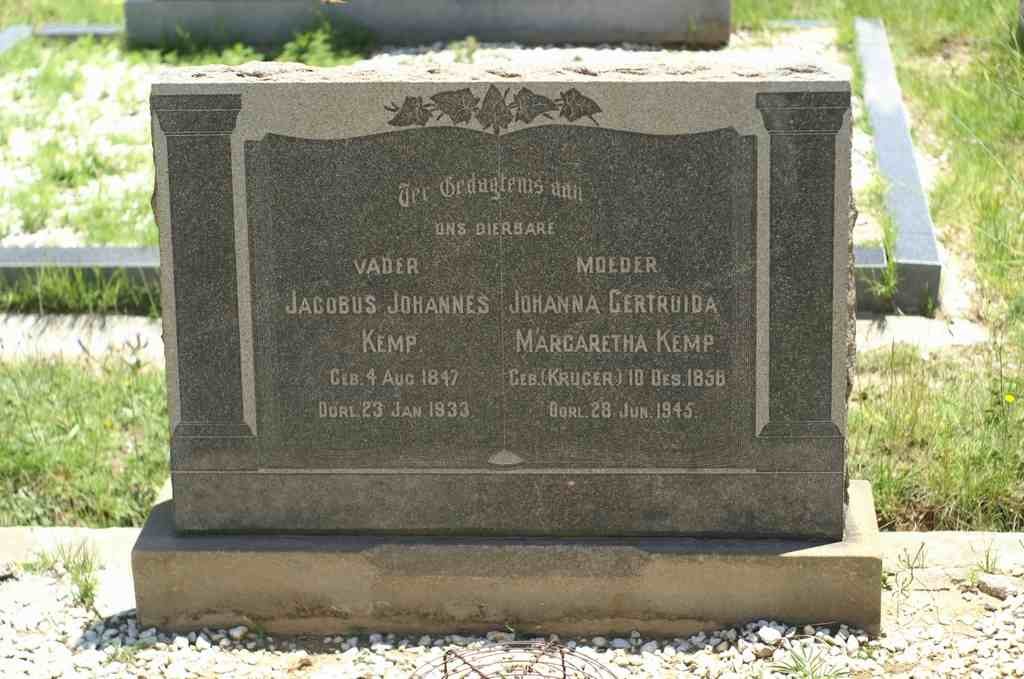 KEMP Jacobus Johannes 1847-1933 &amp; Johanna Gertruida Margaretha KRUGER 1858-1945