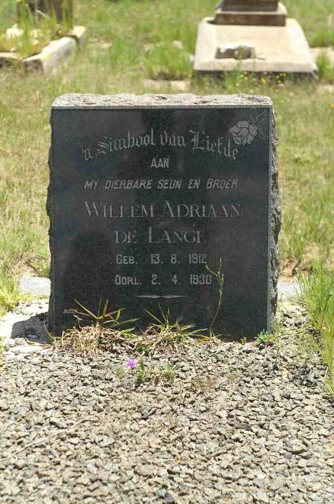 LANGE Willem Adriaan, de 1912-1930