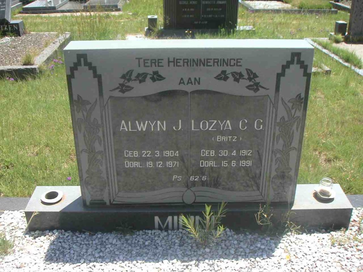 MINNE Alwyn J. 1904-1971 &amp; Lozya C.C. BRITZ 1912-1991