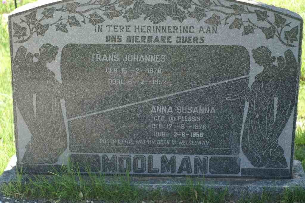 MOOLMAN Frans Johannes 1878-1952 &amp; Anna Susanna DU PLESSIS 1876-1956