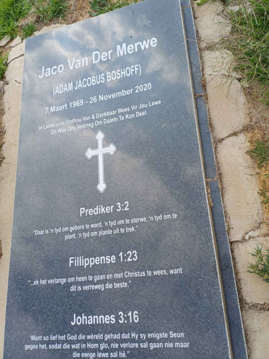 MERWE Adam Jacobus Boshoff, van der 1969-2020 