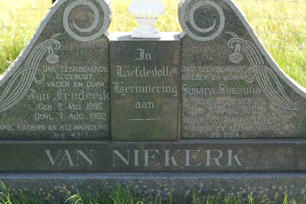 NIEKERK Jan Frederik, van 1885-1962 &amp; Susara Susanna MEINTJES 1888-1973