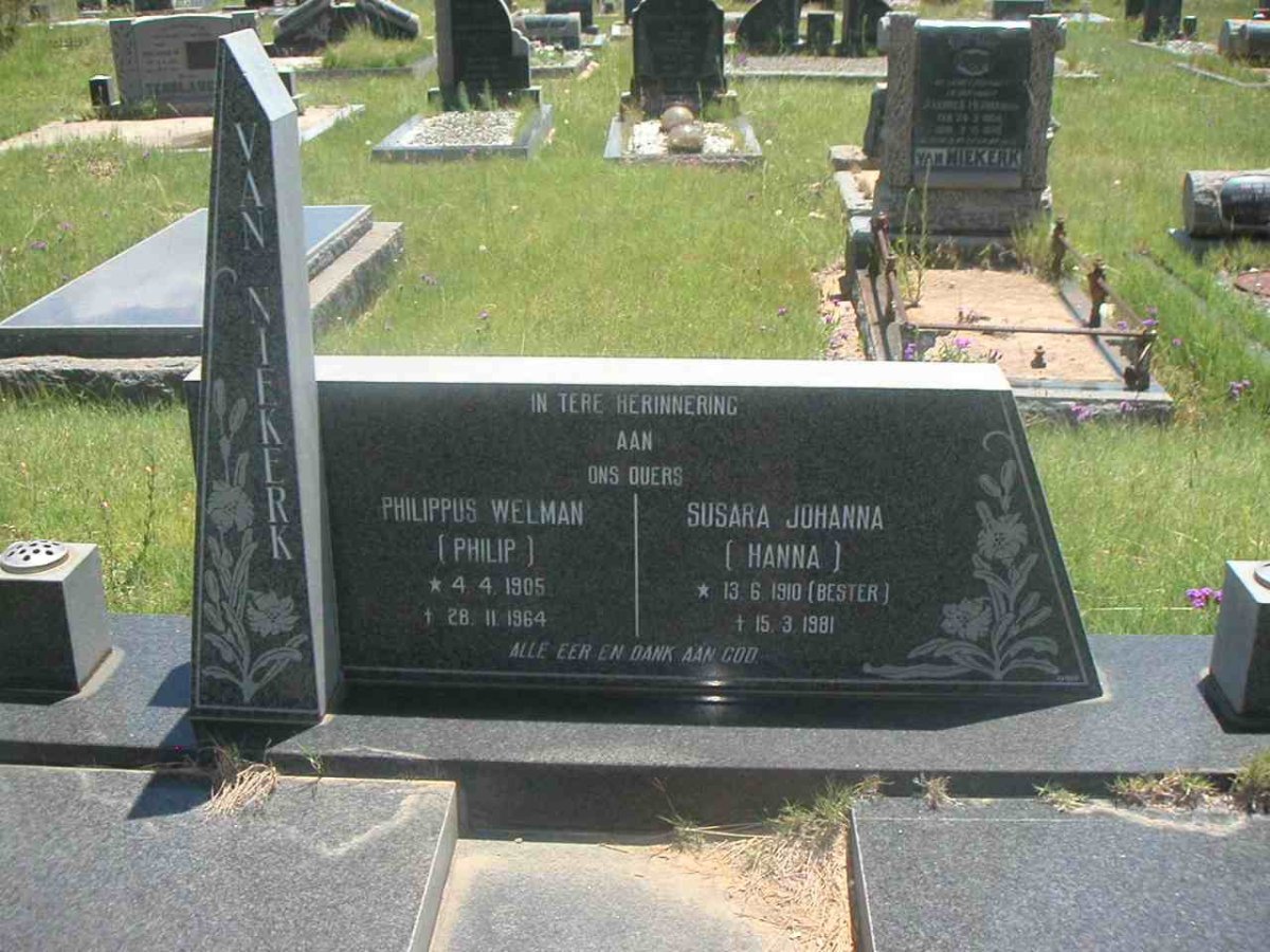 NIEKERK Philippus Welman, van 1905-1964 &amp; Susara Johanna BESTER 1910-1981