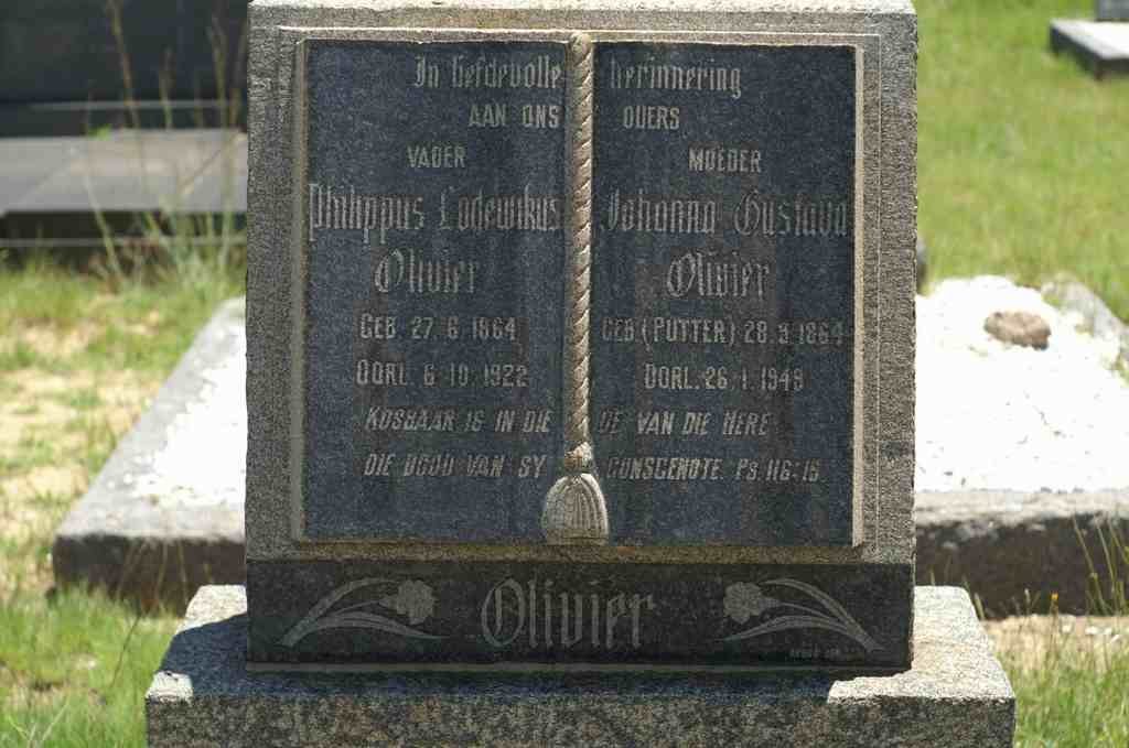 OLIVIER Philippus Lodewikus 1864-1922 &amp; Johanna Gustava PUTTER 1864-1949