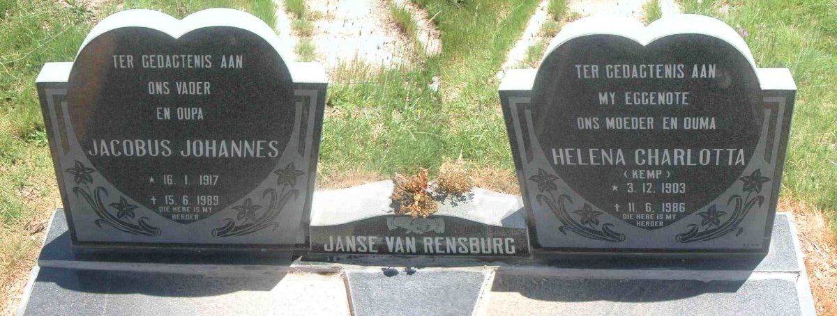 RENSBURG Jacobus Johannes, Janse van 1917-1989 &amp; Helena Charlotta KEMP 1903-1986