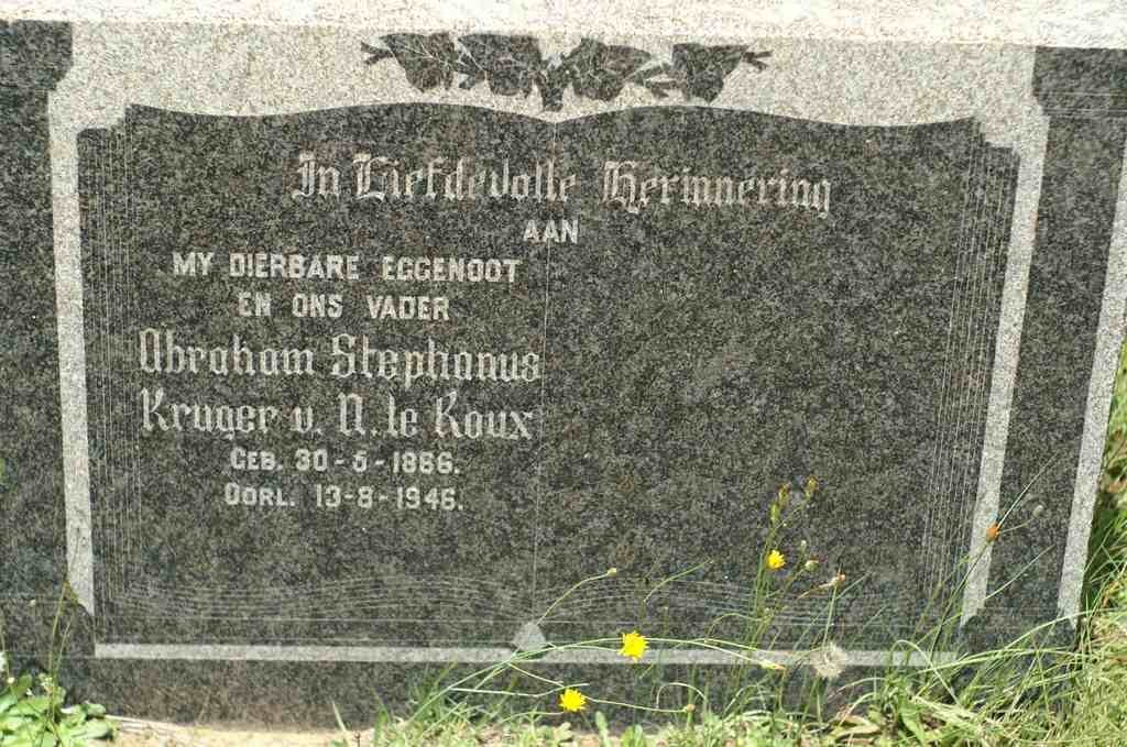ROUX Abraham Stephanus Kruger v.N., le 1866-1946