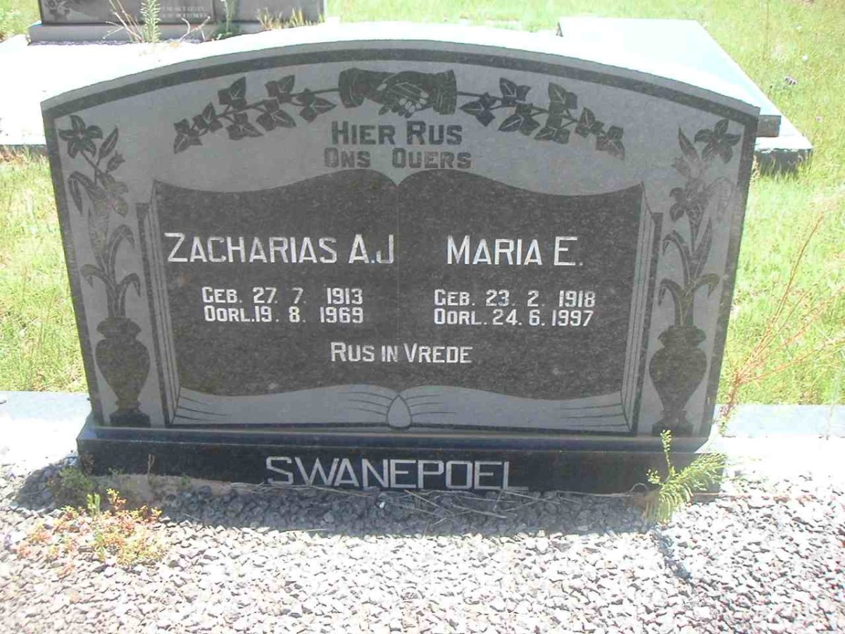 SWANEPOEL Zacharias A.J. 1913-1969 &amp; Maria E. 1918-1997