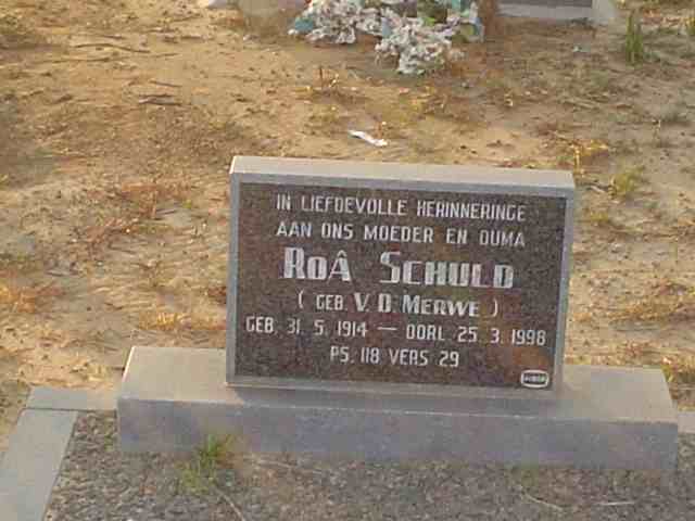 SCHULD Roa nee V.D. MERWE 1914-1998