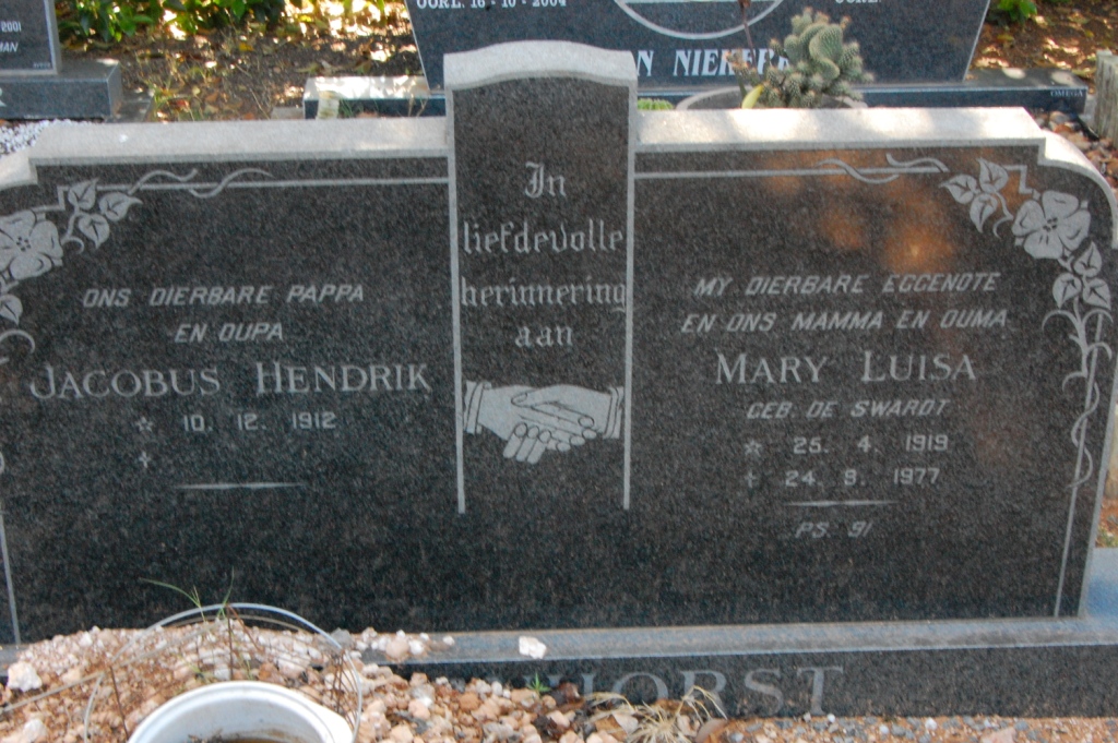 ? Jacobus Hendrik 1912- &amp; Mary Luisa DE SWARDT 1919-1977