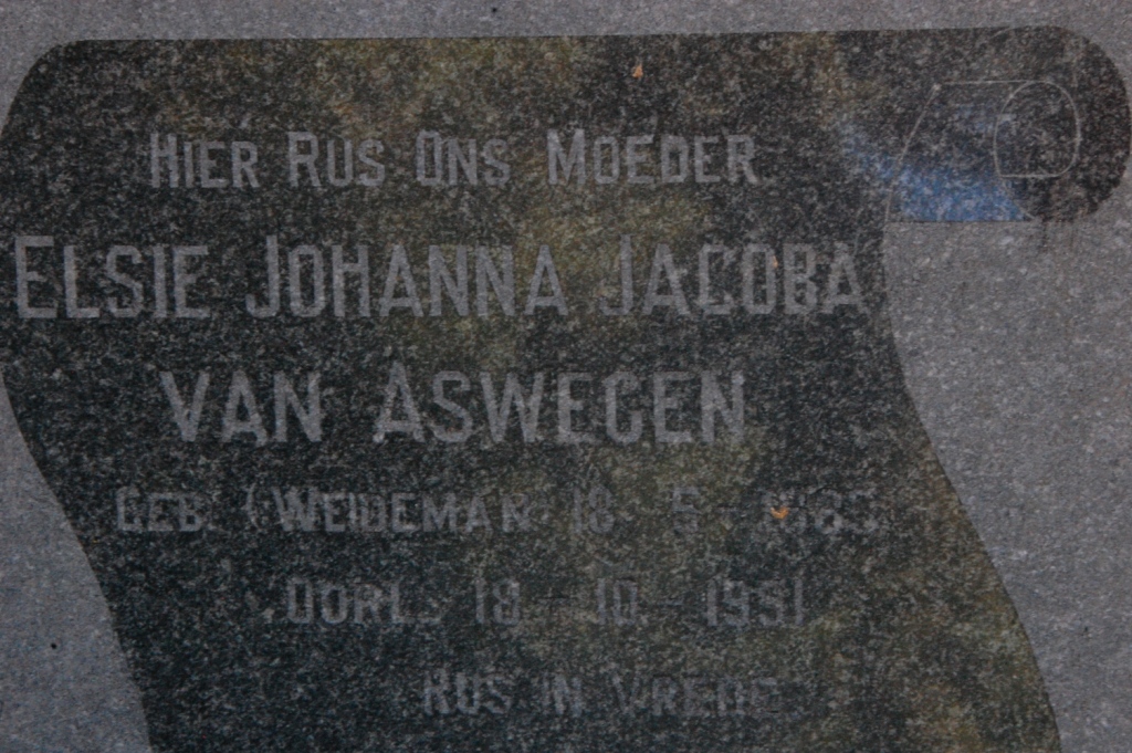 ASWEGEN Elsie Johanna Jacoba, van nee WEIDEMAN -1951