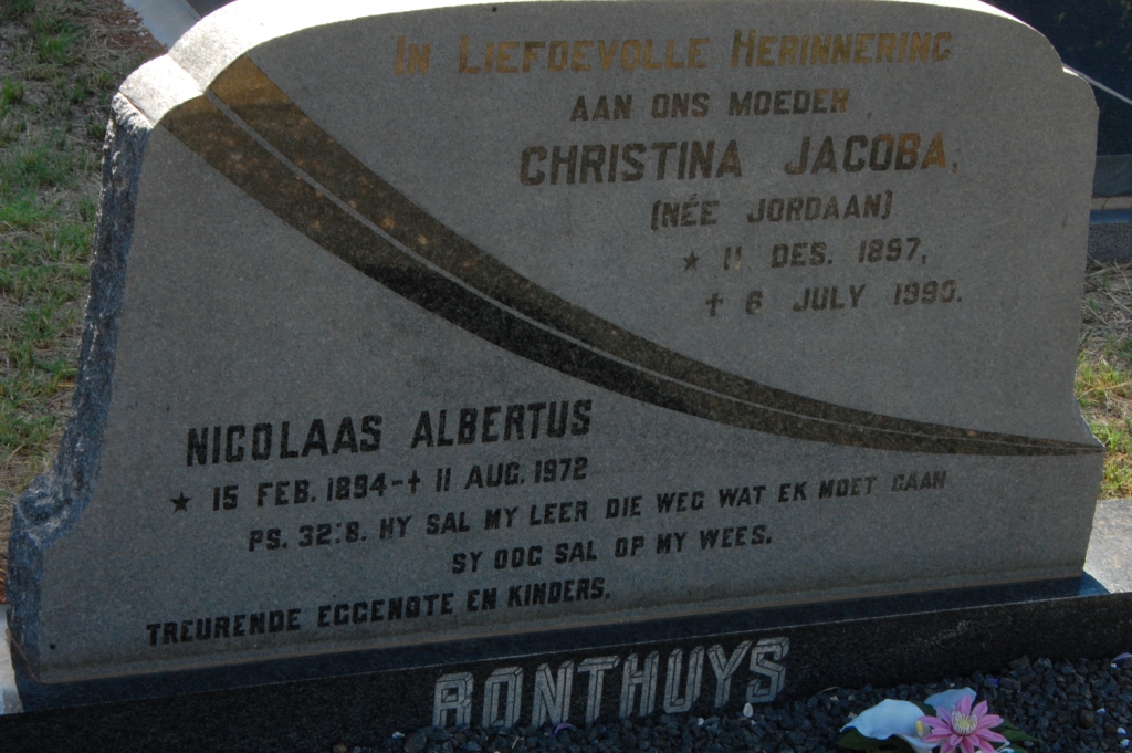 BONTHUYS Nicolaas Albertus 1894-1972 &amp; Christina Jacoba JORDAAN 1897-1980
