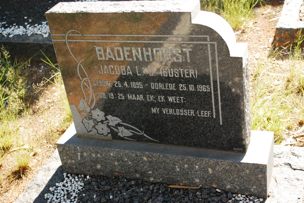 BADENHORST Jacoba L.J. 1895-1965