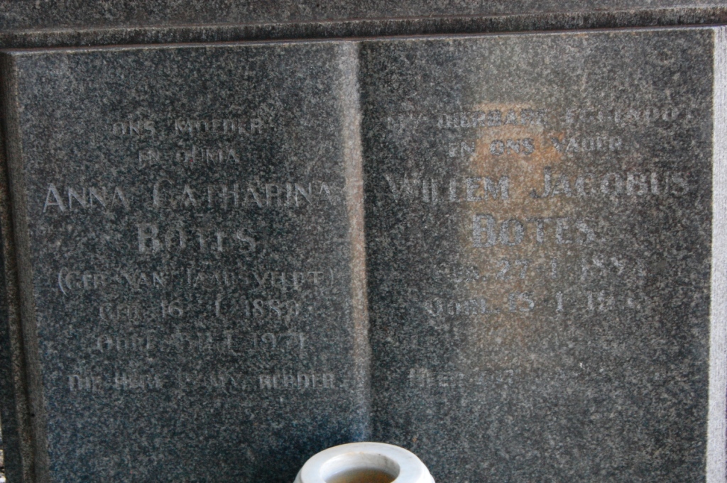 BOTES Willem Jacobus 18??-19?? &amp; Anna Catharina VAN JAARSVELDT 1889-19??