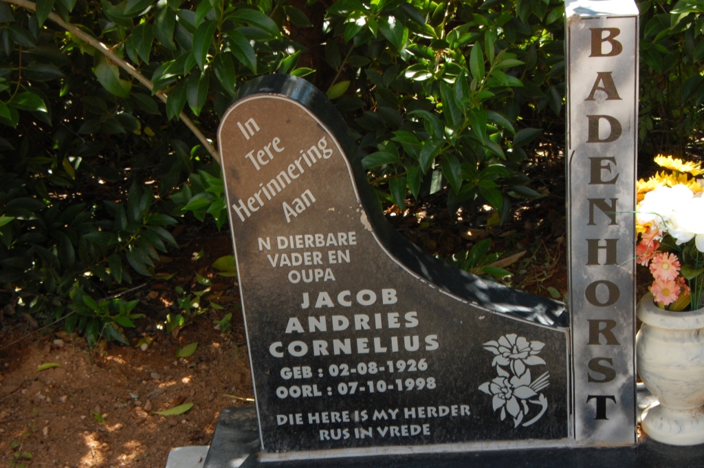 BADENHORST Jacob Andries Cornelius 1926-1998