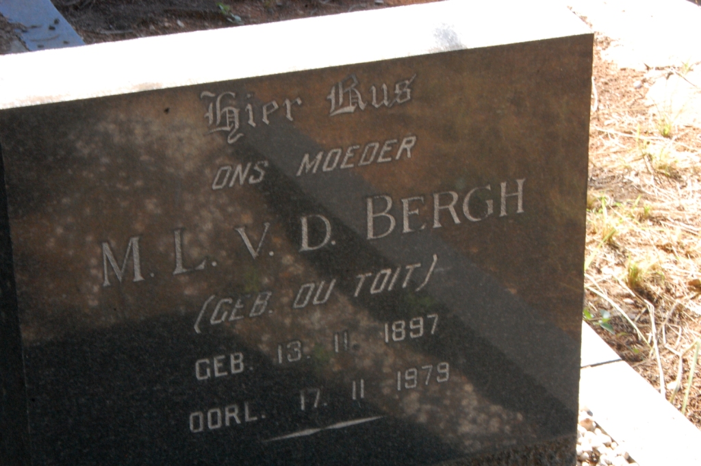BERGH M.L., v.d nee DU TOIT 1897-1979