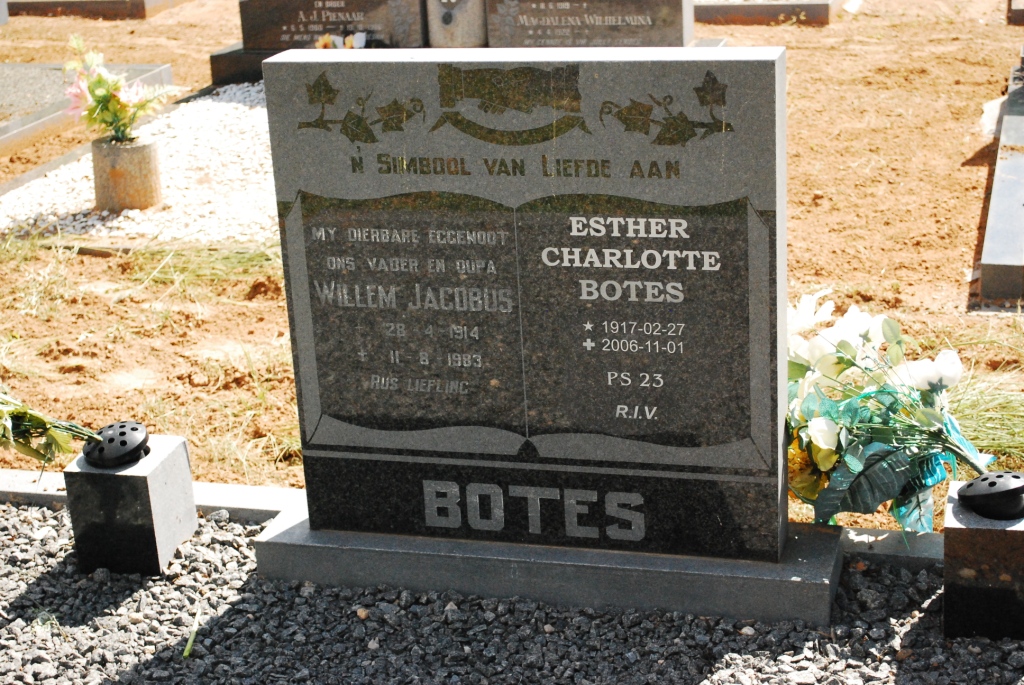 BOTES Willem Jacobus 1914-1983 &amp; Esther Charlotte 1917-2006